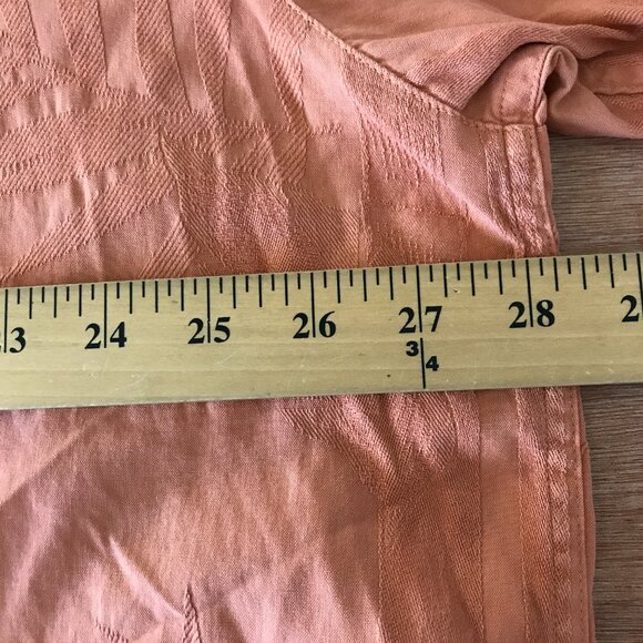 Caribbean Pineapple Shirt Men XXL Salmon Pink Floral Button Up Silk Cotton 17178 - Picture 8 of 12